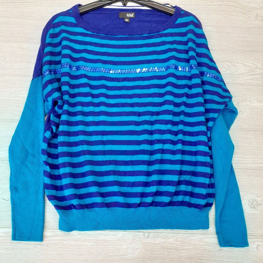 3/$20 Ana women's blue long sleeve blouse L